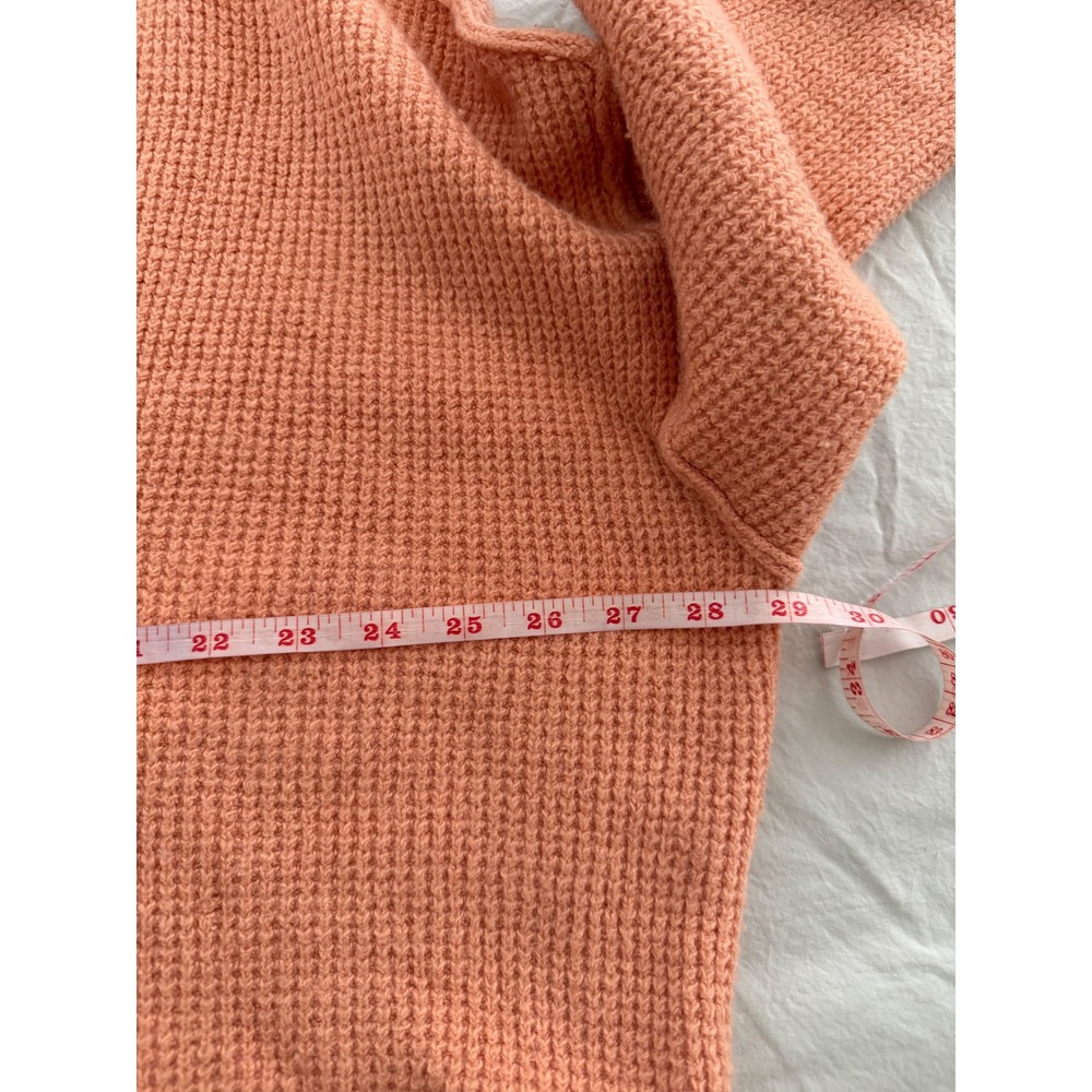 Aerie CozyUp Waffle Knit Sweater Hoodie‎ Peach Slouchy Oversized L - Picture 9 of 9
